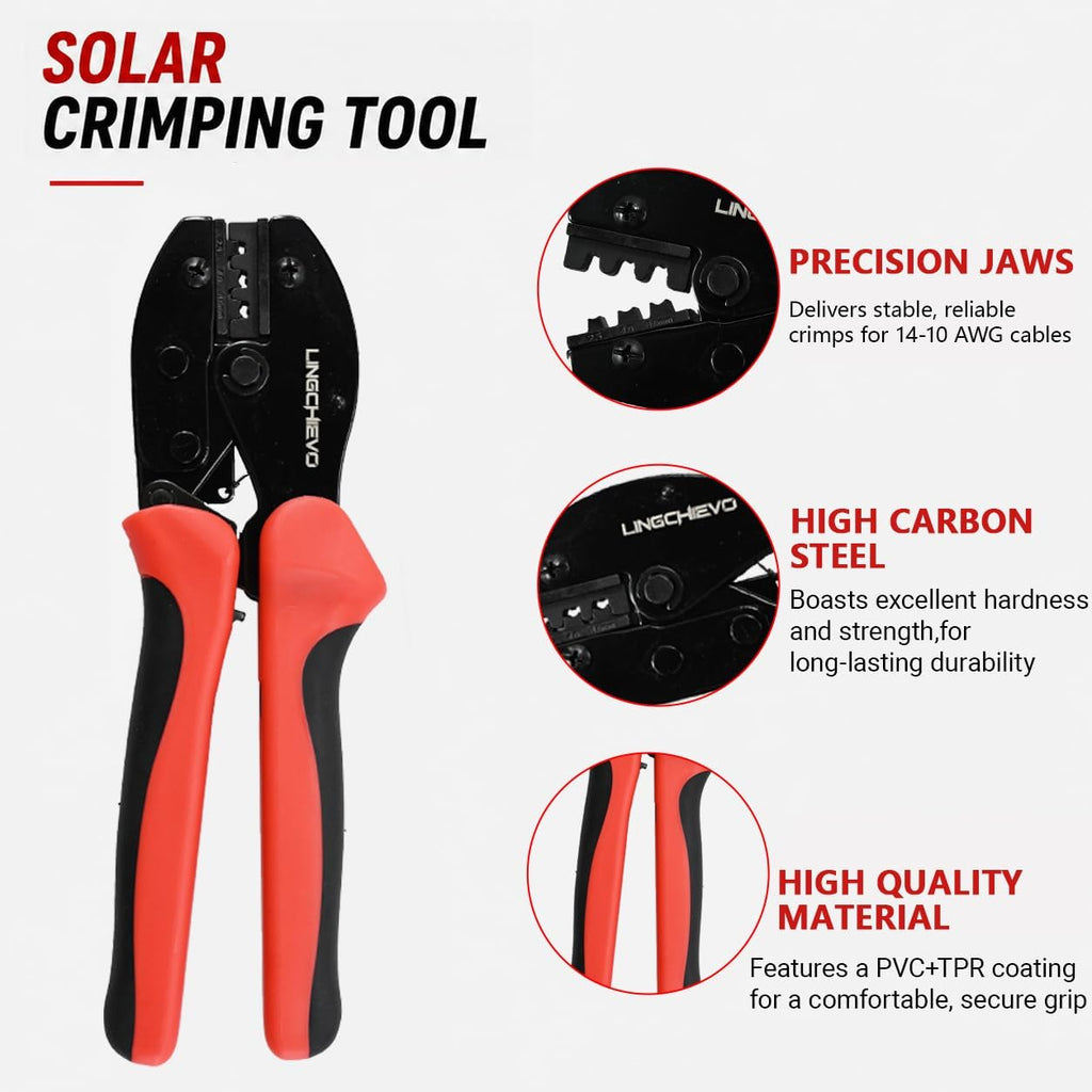 Solar Wire Crimper Tool Kit 14-10 AWG with 12 PCS MC4 Connectors | Includes Wire Crimping Tool and Stripper,2 Spanner
