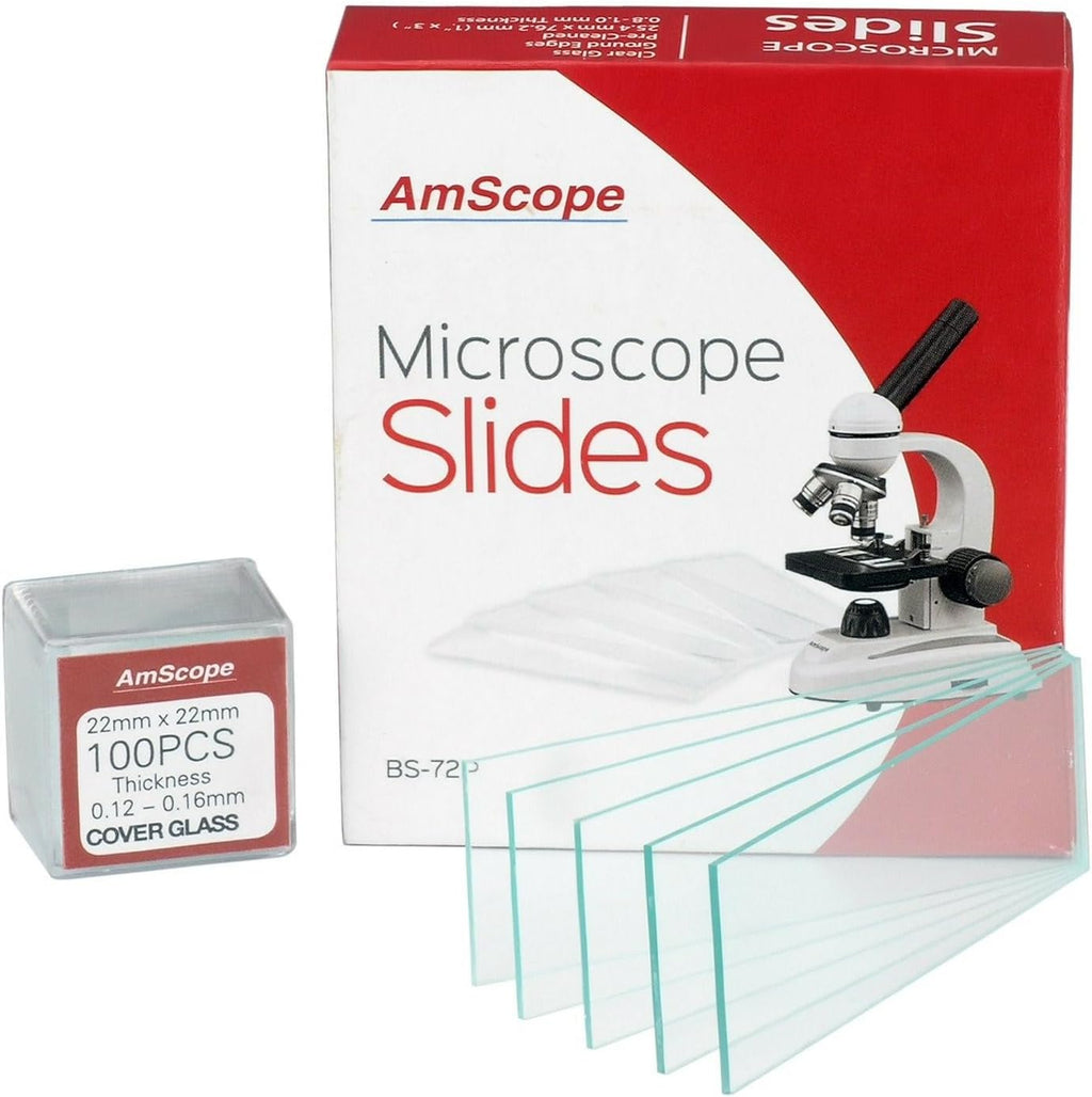 BS-72P-100S-22 Rectangular Blank Slides + Cover Slips 72/100 Count | 72 Pre-cleaned blank microscope slides 100 Piece