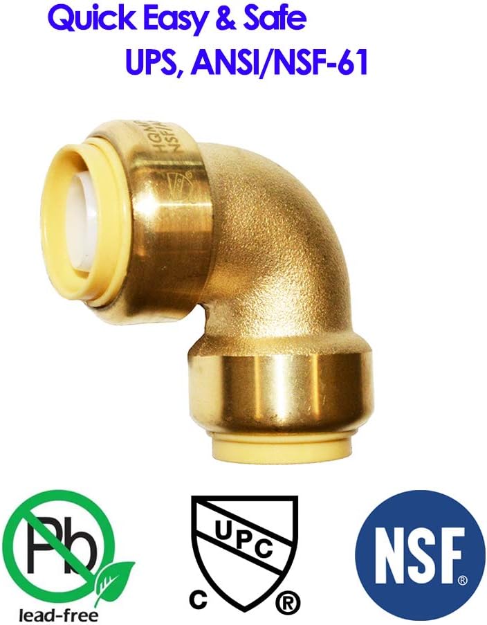 Pex Fitting 1/2" Pex Elbow PushFit Elbow 90 Degree Push-to-Connect Plumbing Fitting for Copper, CPVC (12Pcs 1/2")