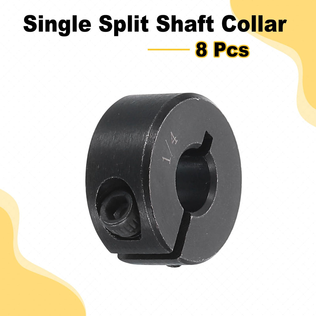 uxcell 8pcs Single Split Shaft Collar 1/4" Bore, Black Oxide Steel