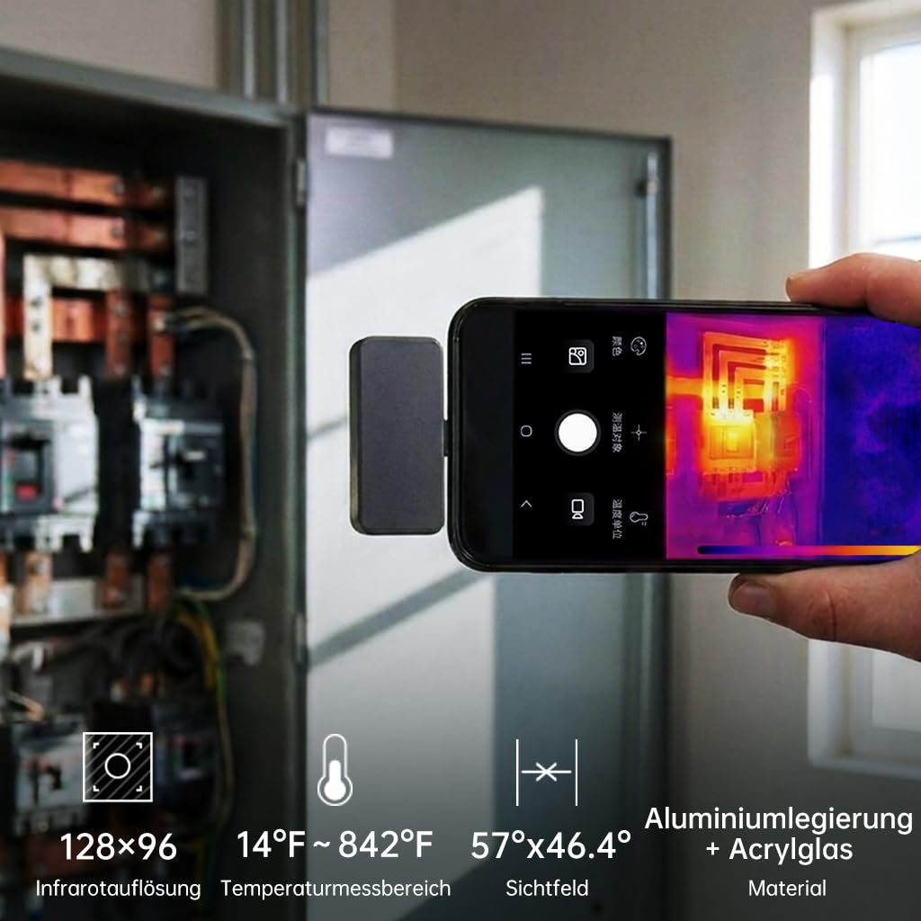 Thermal Camera for Android Type‑C,128×96 IR Resolution Thermal Imaging Camera,Portable Thermal Imager, Plug‑Play