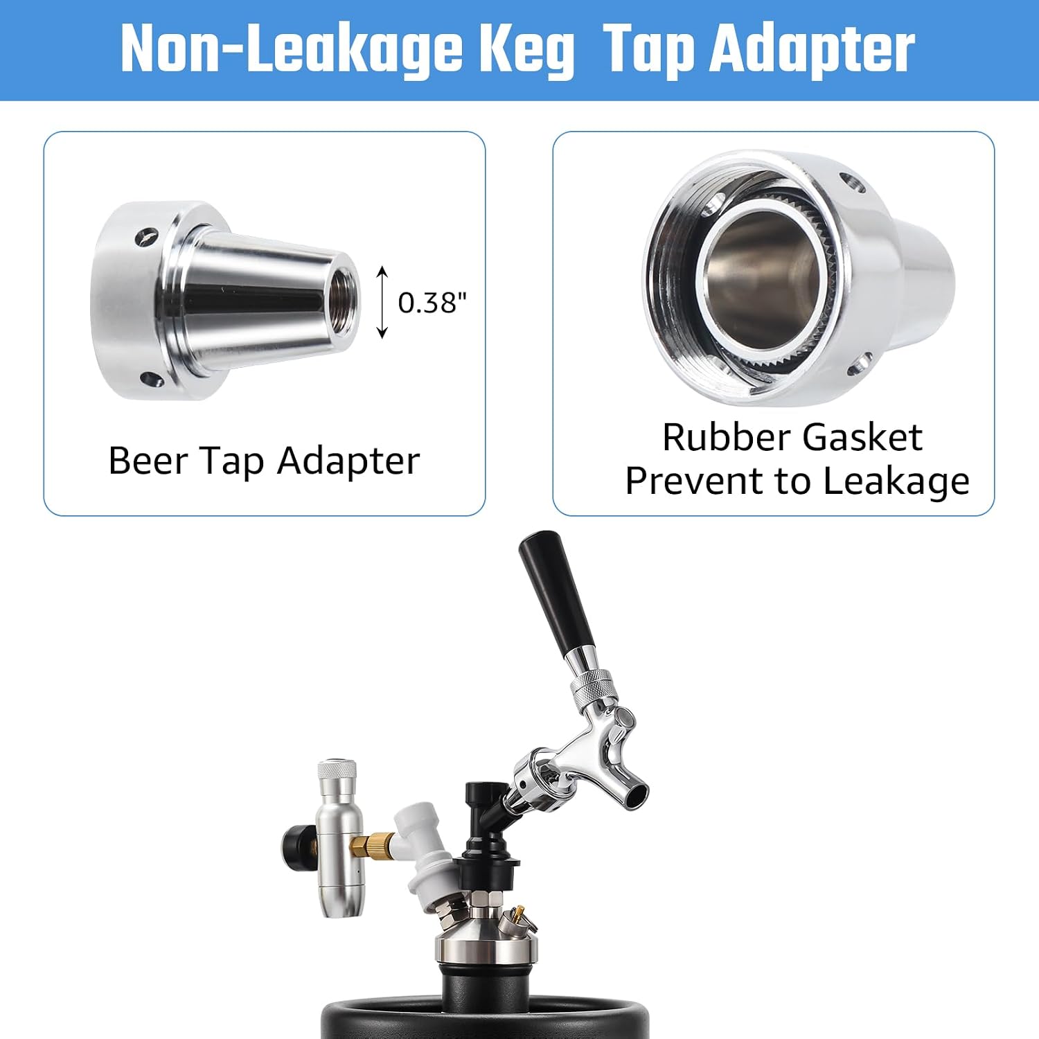 Ball Lock Tap Corny Keg Faucet Adapter, 2Pcs Ball Lock Quick Disconnect Kits for Cornelius Kegs Ball Lock Kegs, Draft
