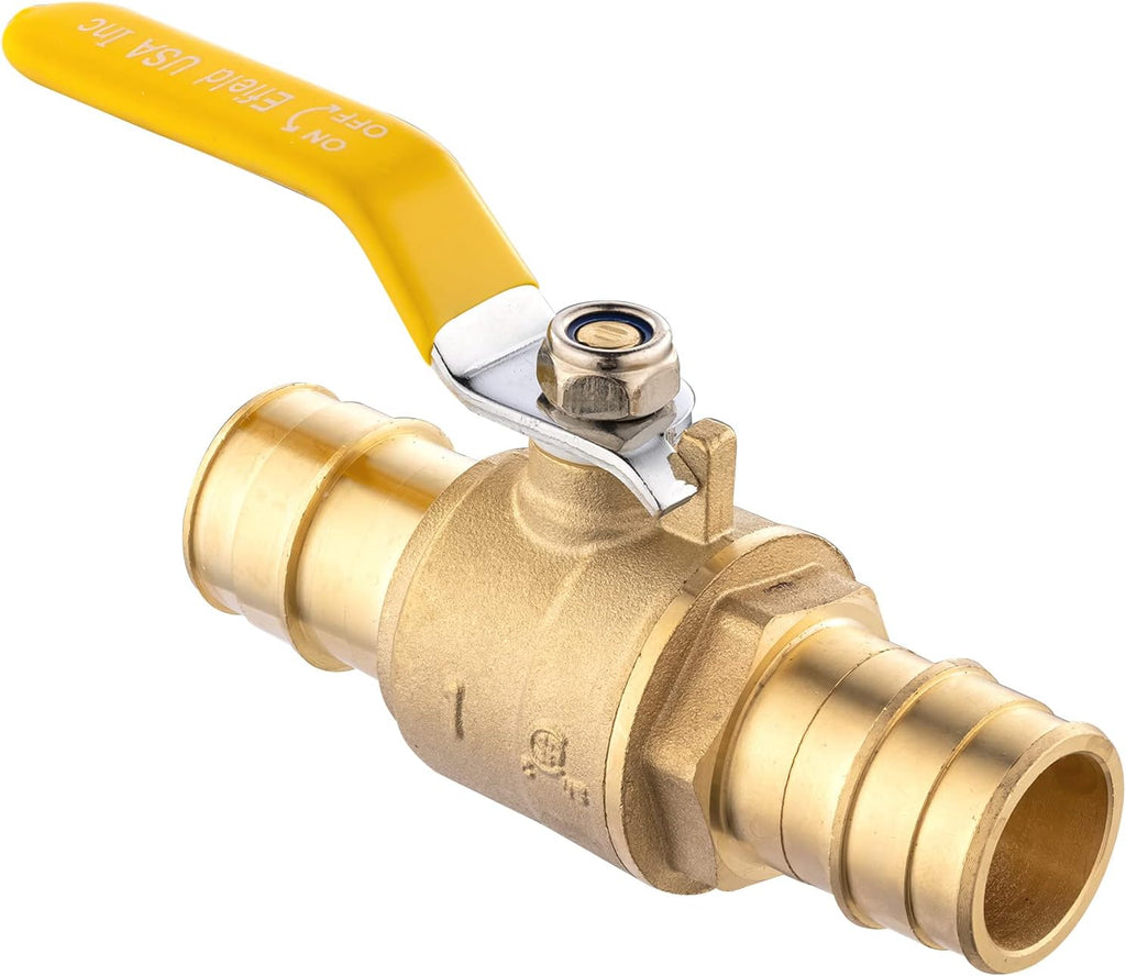 5Pcs EFIELD PEX Expansion 1" Brass Ball Valve,Yellow Handle(VALVE155-5)
