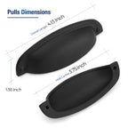 Matte Black Cabinet Pulls Drawer Cup Pulls, 3-3/4 Inch, 10 Pack