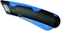 Self-Retracting Blade Safety Cutter, Left and Right Edge Guide, 3 Depth Setting, Preloaded with 3 Blades - Black/Blue