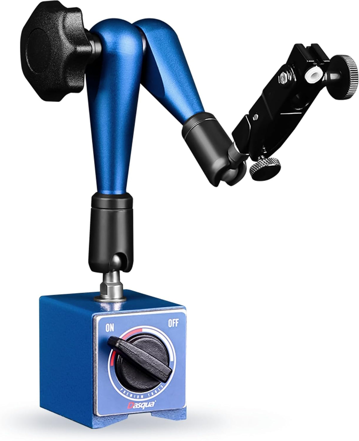 Dasqua Industrial-Strength Magnetic Base Indicator Holder with Fine Adjustment, Heavy Duty dial gage Holder with Swivel clamp, 176lb/80kg Max Pull