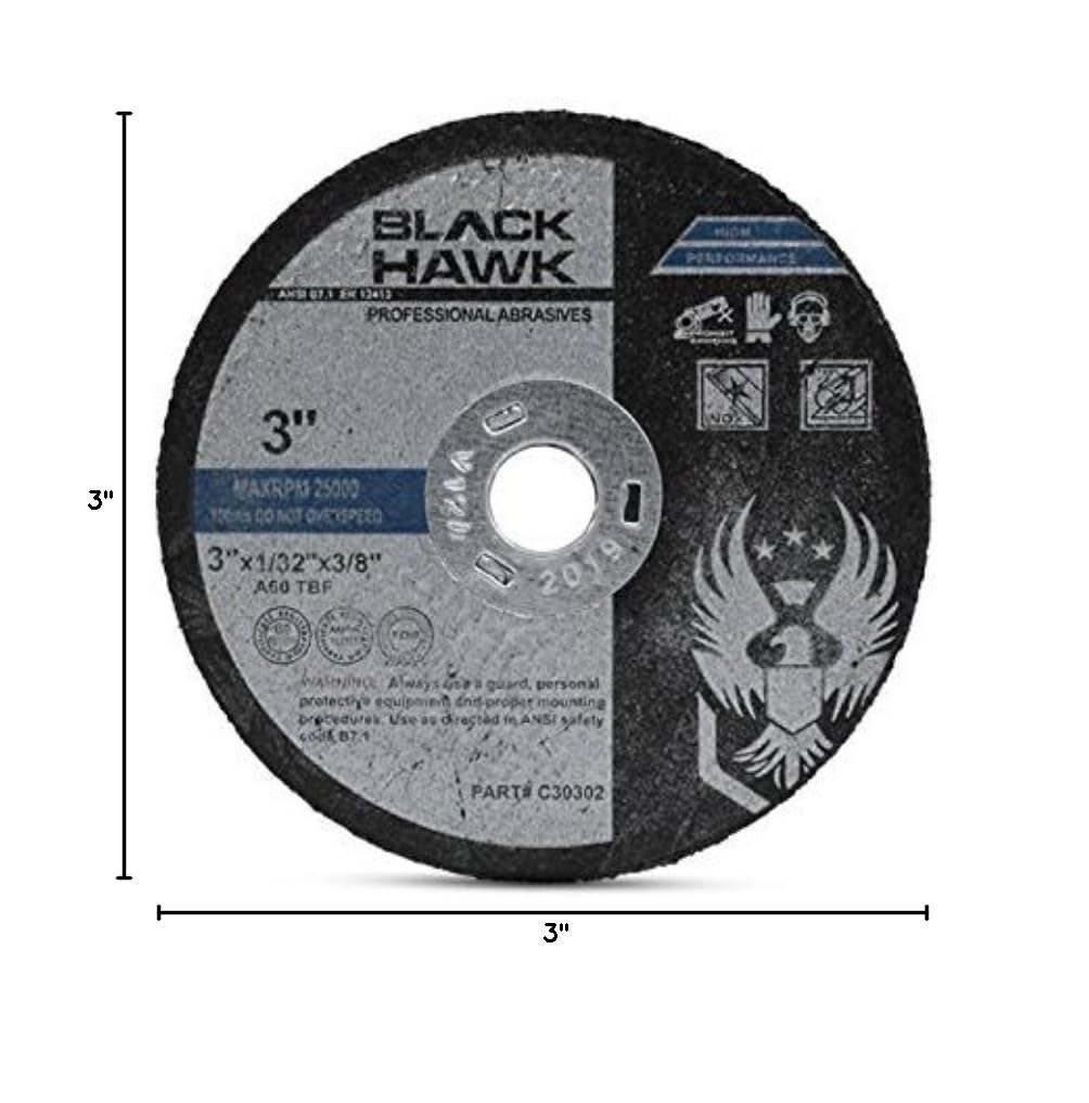 BHA 3 x 1/32 x 3/8 Cut Off Wheels for Die Grinders, Metal - 25 Pack