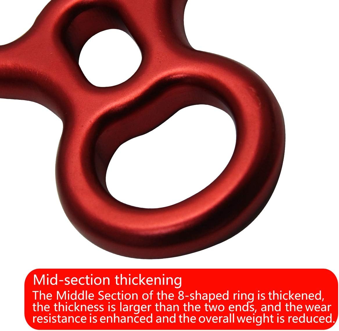 50KN Rescue Figure, 8 Descender Large Bent-Ear Belaying and Rappelling Gear Belay Device Climbing for Rock Climbing