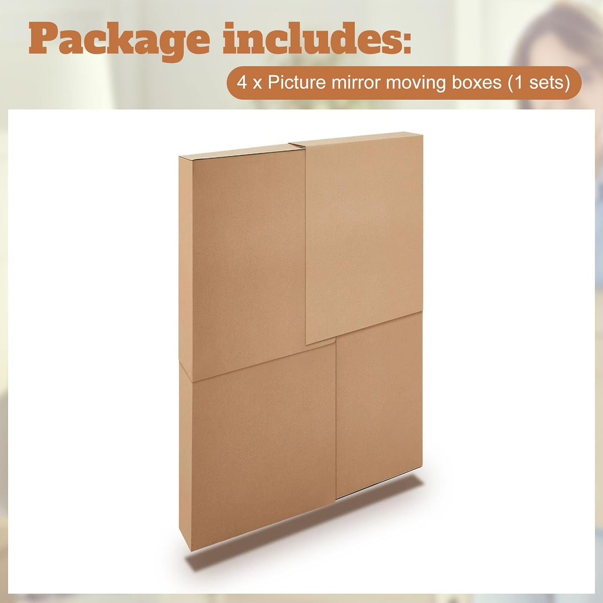 1 Set Large Picture Mirror Moving Boxes for Artwork TV Flat Pack