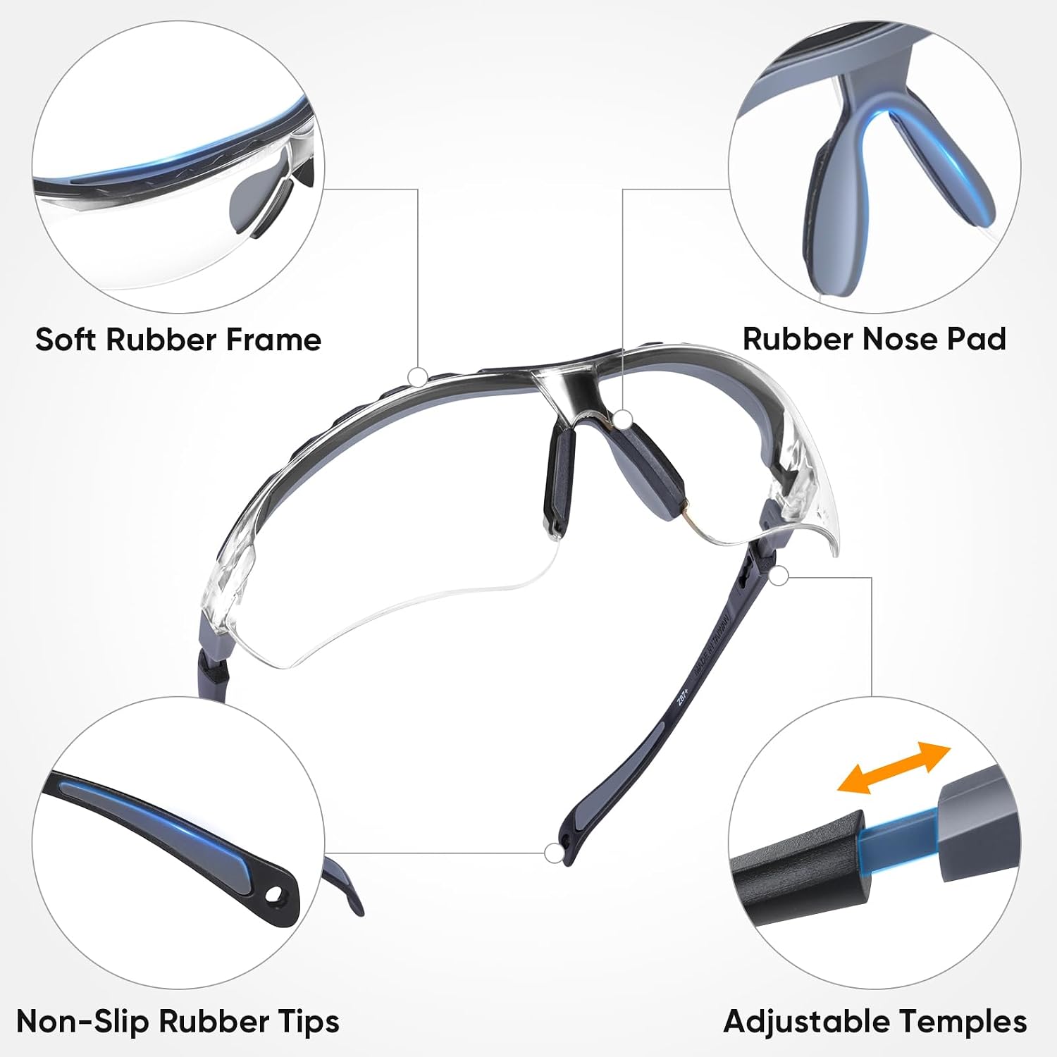 Anti-Fog Safety Glasses for Men and Women, ANSI Z87.1 Scratch Proof Eye Goggles with Adjustable Arms and UV Protection
