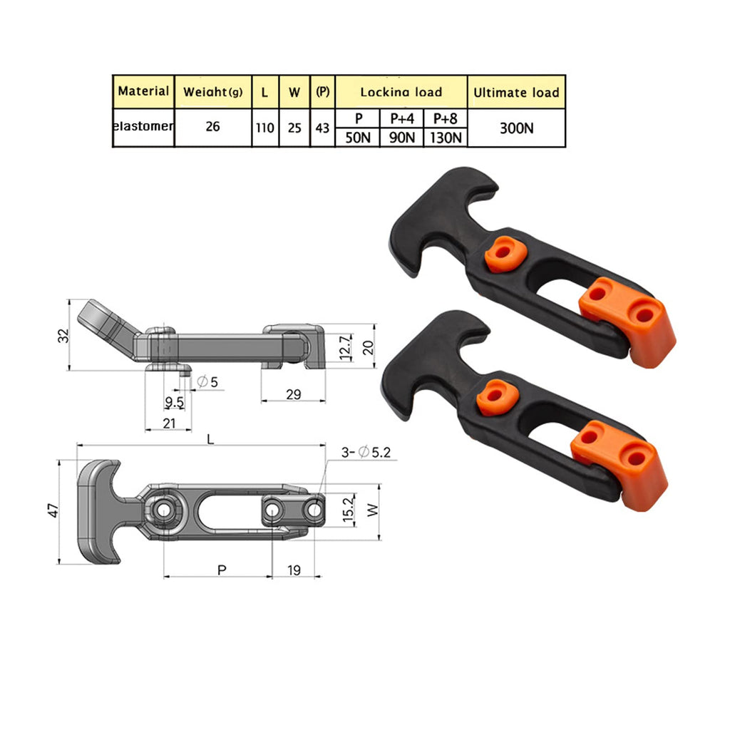 COOLOGIN Rubber Flexible T-Handle Hasp Draw Latch for Tool Box, Cooler