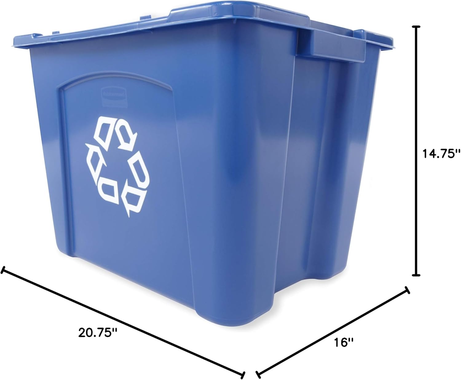 Recycling Bin/Box, Stackable, 14 GAL, Blue, for Indoors/Outdoors/Garages/Homes/Commercial Facilities