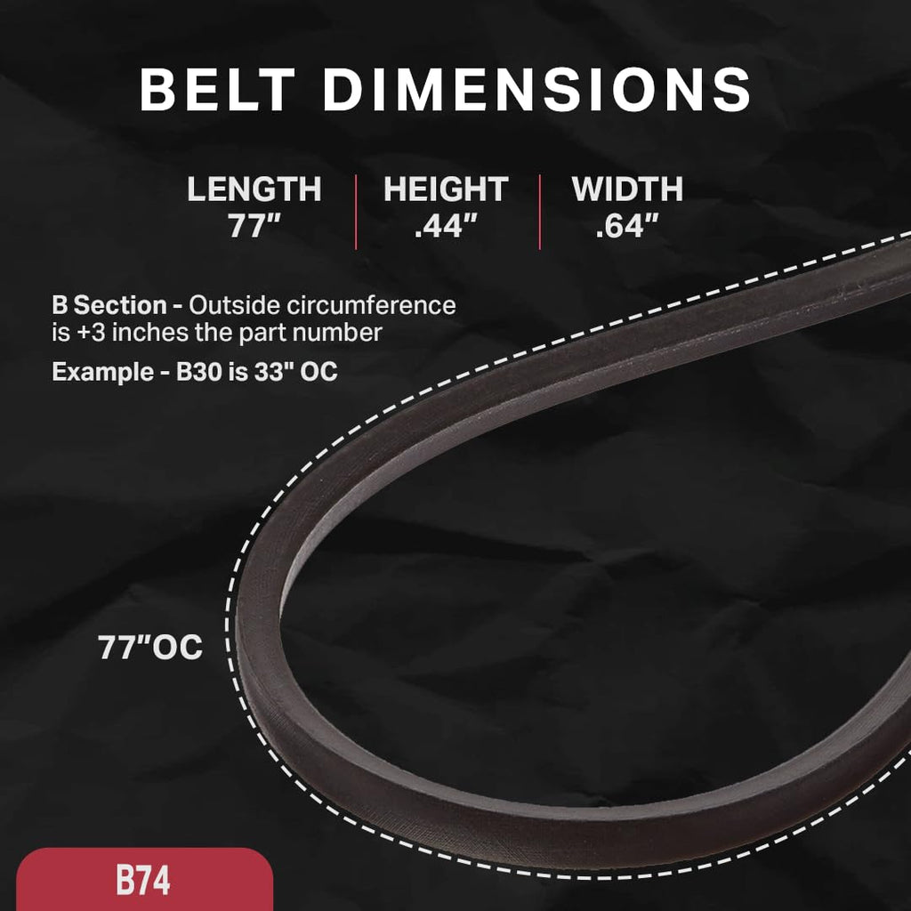 BESTORQ B74 or 5L770 Rubber V-Belt, Wrapped, Black, 77" Length x 0.66" Width x 0.44" Height