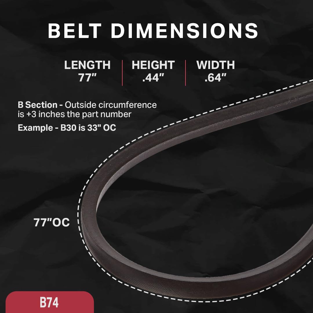BESTORQ B74 or 5L770 Rubber V-Belt, Wrapped, Black, 77" Length x 0.66" Width x 0.44" Height