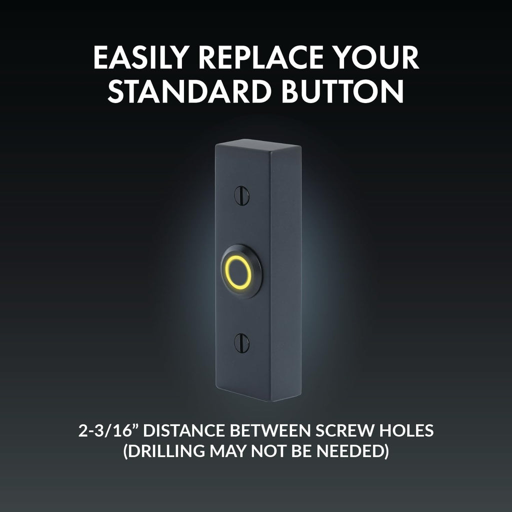 Rectangular Lighted Wired Metal Doorbell Button in Black BT6BL
