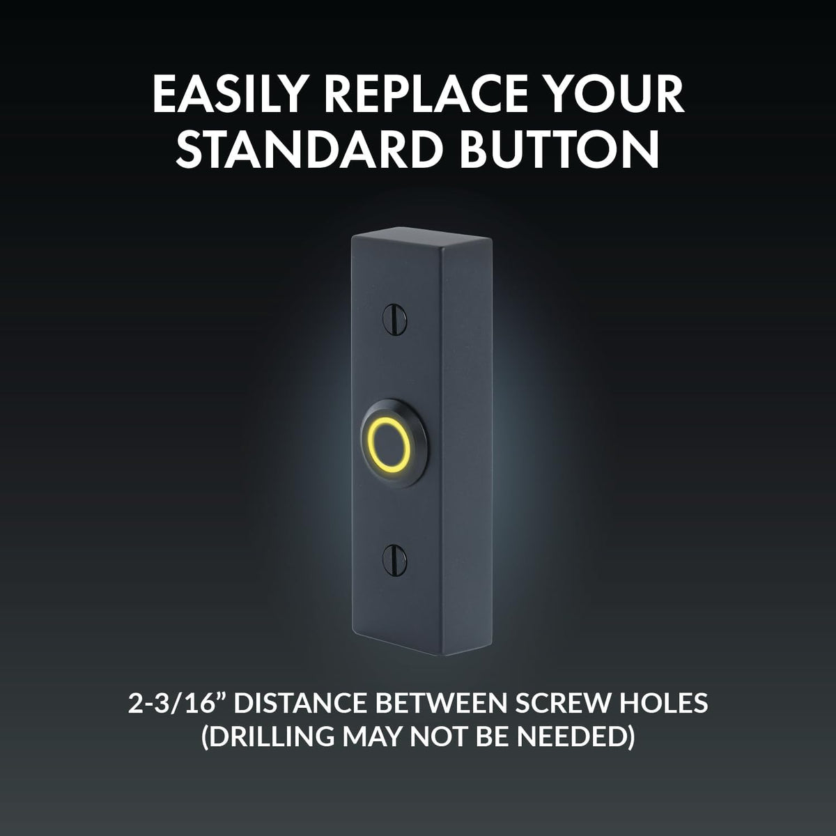 Rectangular Lighted Wired Metal Doorbell Button in Black BT6BL