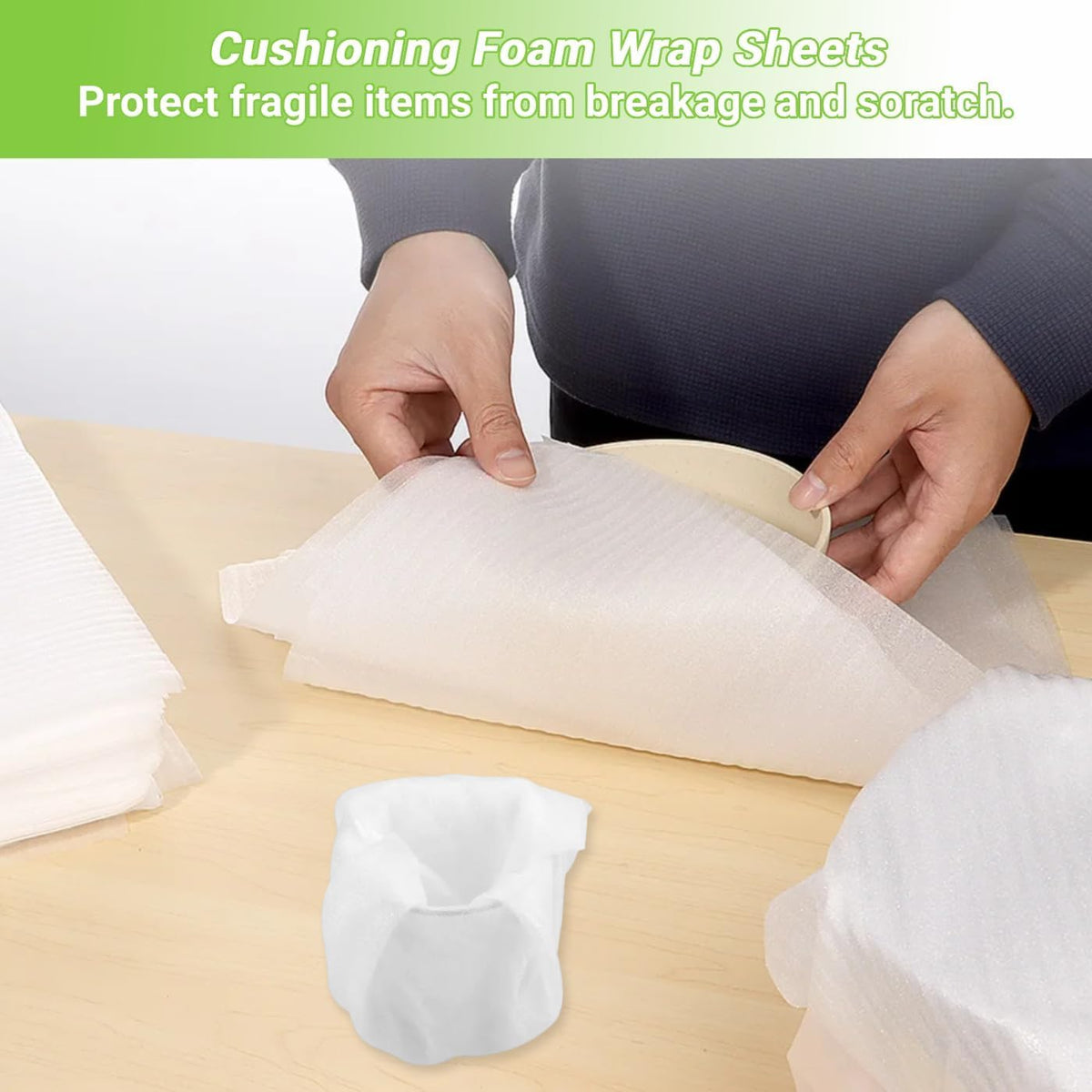Foam Wrap Roll,100P Foam Pouches, 50P Foam Sheets, 100Sheets Packing Paper