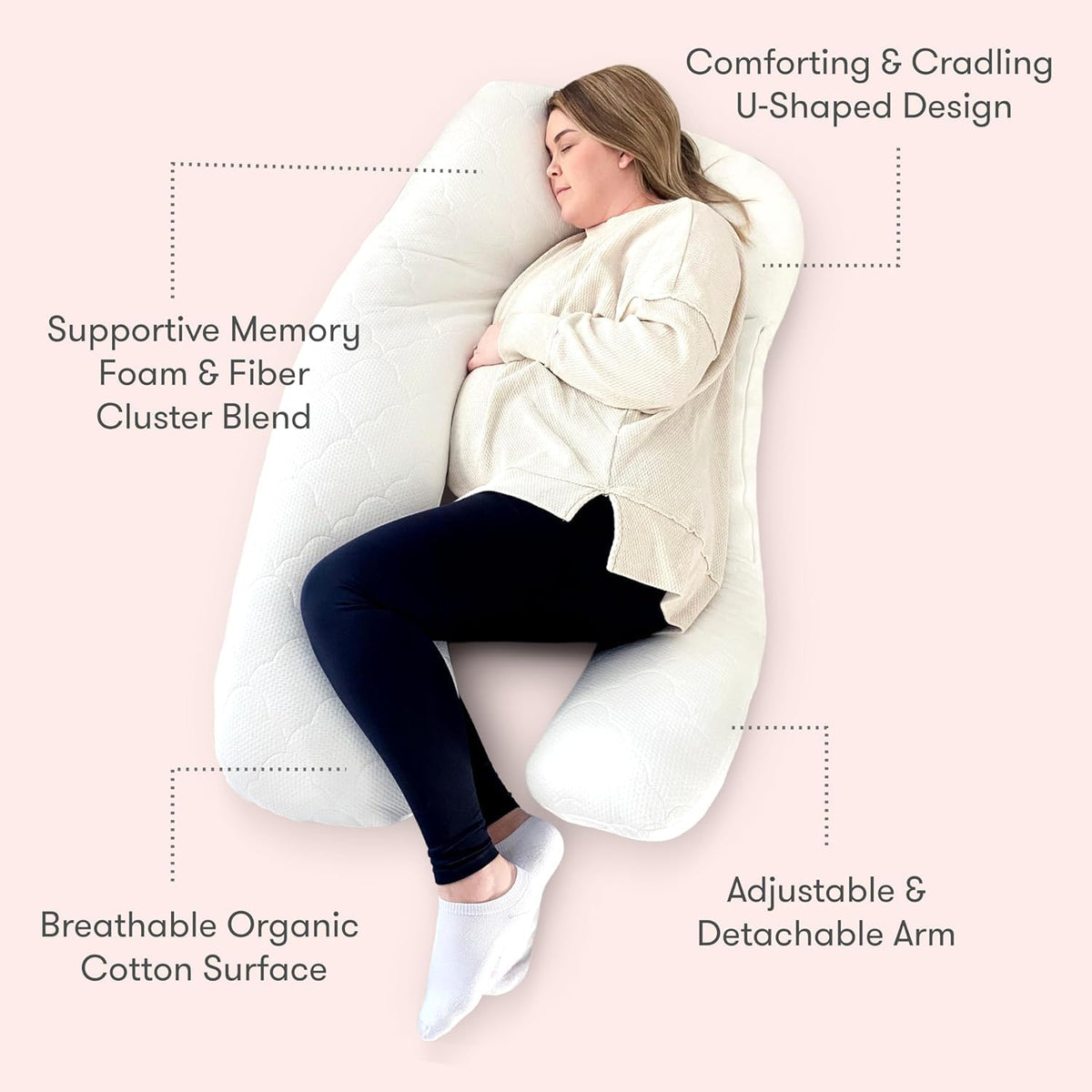 Premium Pregnancy Pillow, U-Shape, Memory Foam