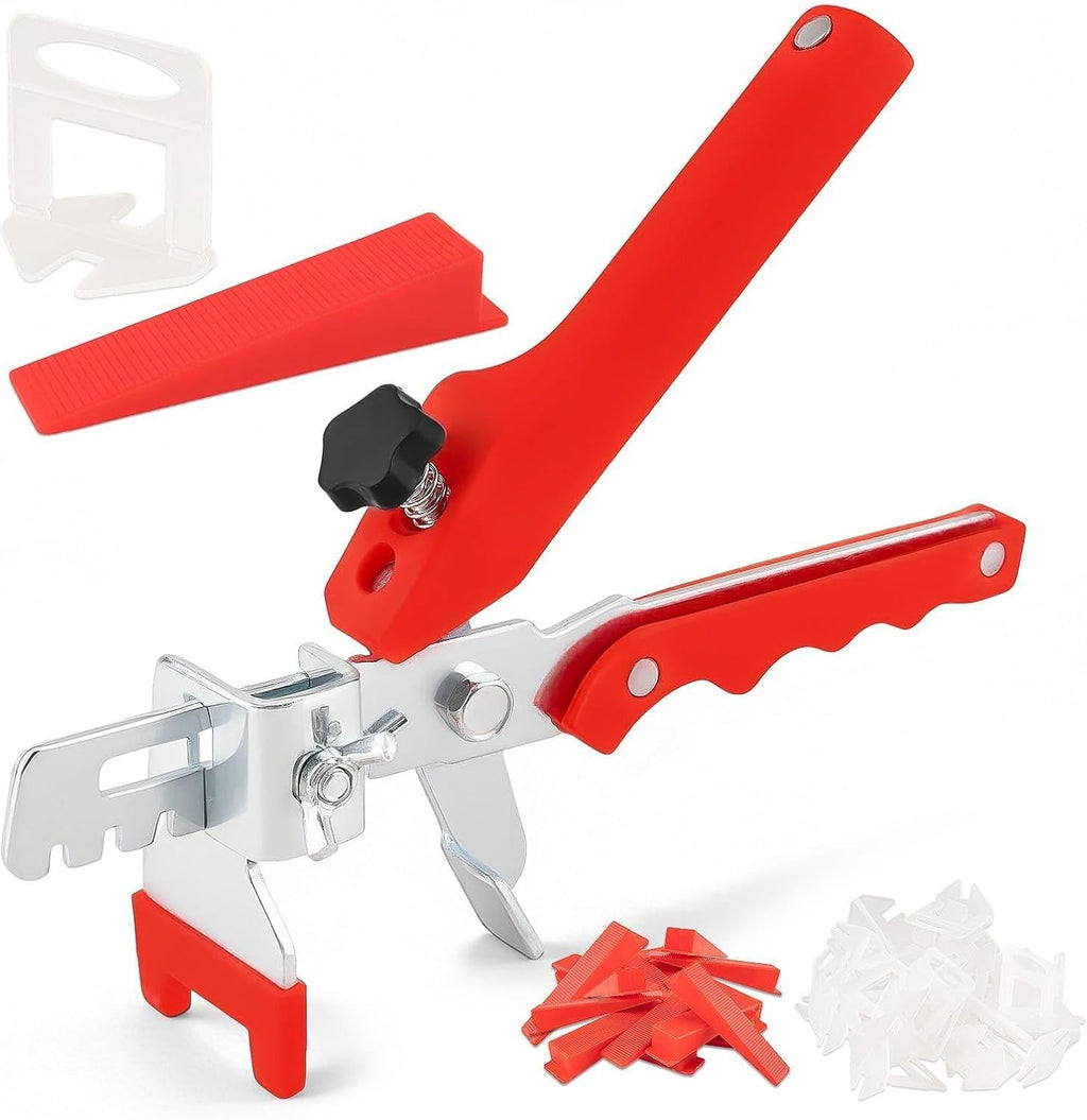 Tile Leveling System with Tile Plier, 300PCS 1/8 Inch Spacers Clips and 100PCS Reusable Wedges, Tile Leveling System