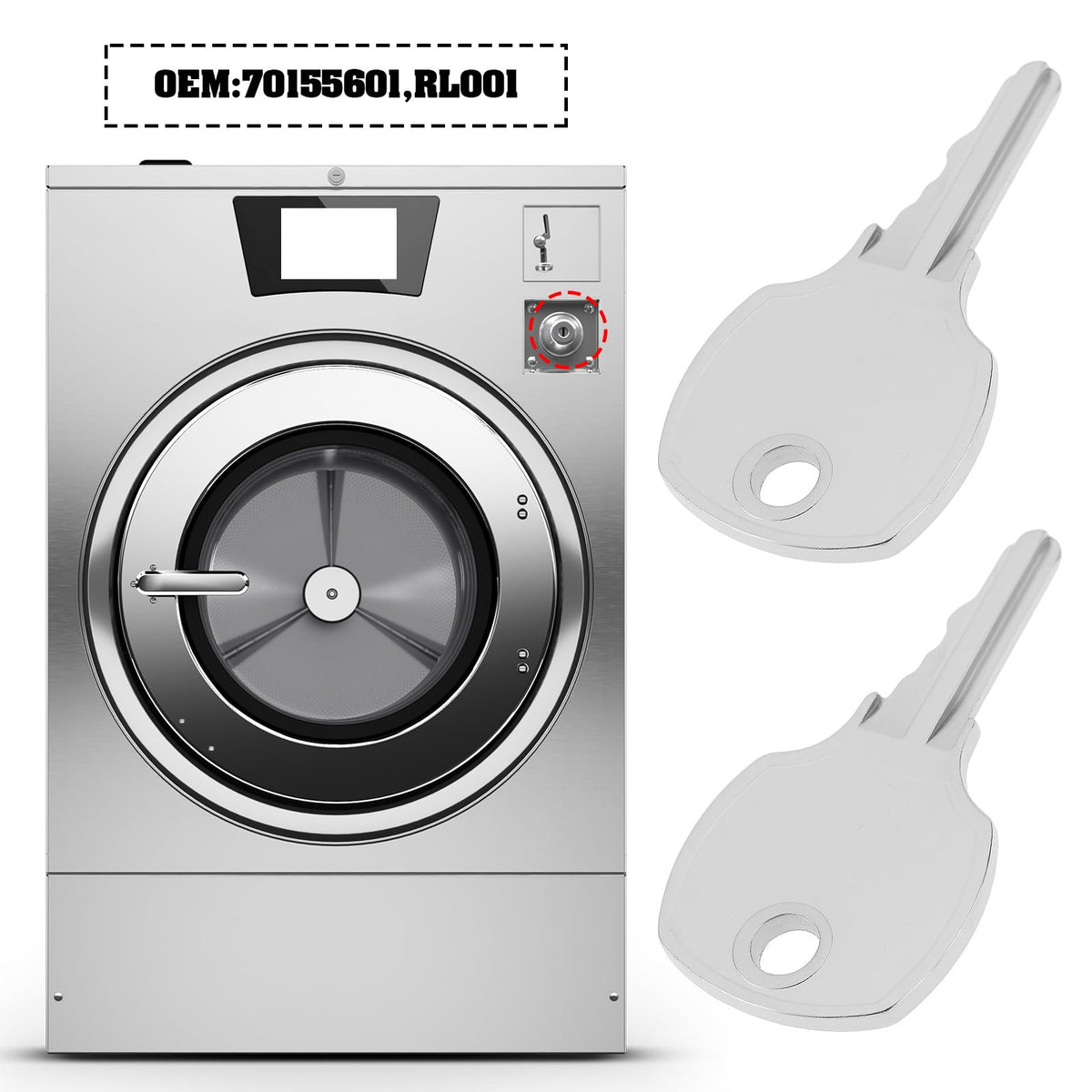 ECSiNG 2pcs Washing Machine Keys 70155601 RL001 Compatible with Speed Queen