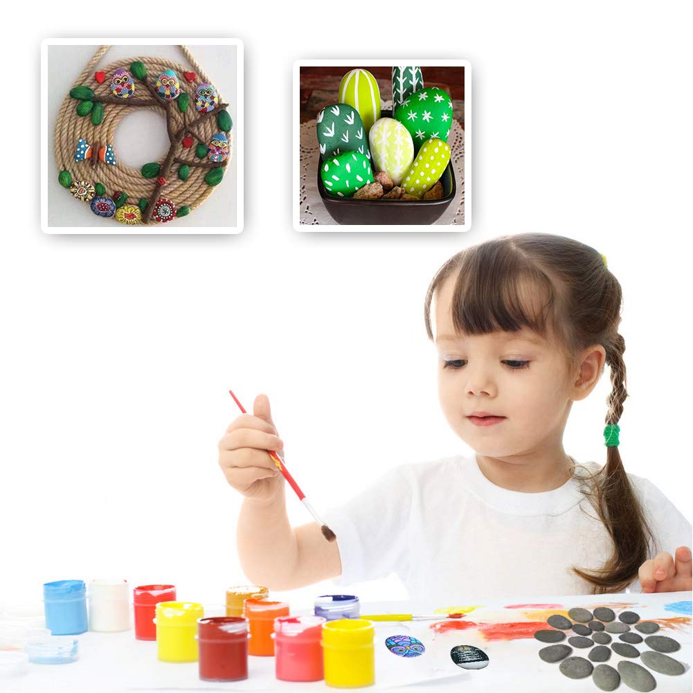 120 Pcs Painting Rocks, DIY Rocks Flat & Smooth Kindness Rocks for Arts, Crafts, Decoration, Medium/Small/Tiny Rocks