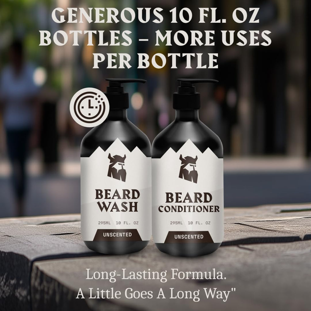 Beard Shampoo & Conditioner - 10 Oz Each, Unscented
