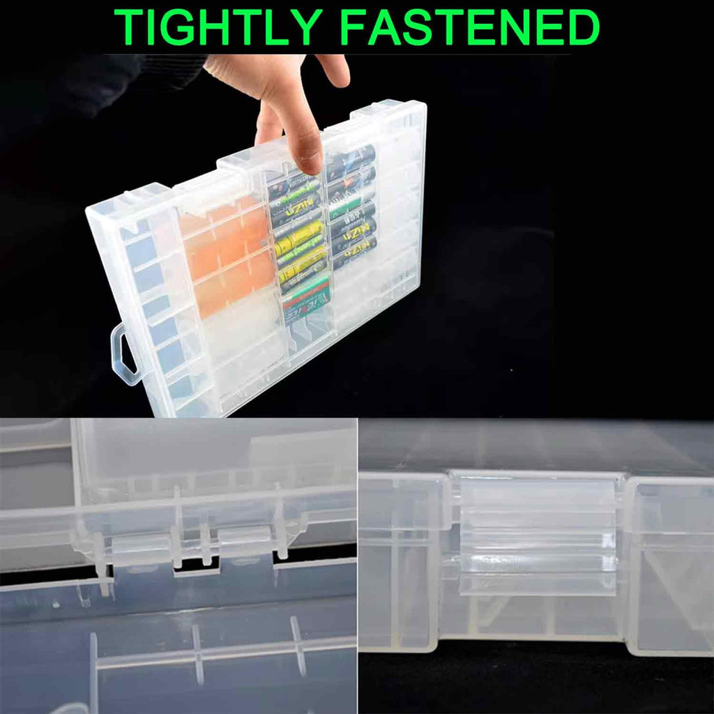 100 x AA Battery Storage Case Holder Organizer Box Transparent