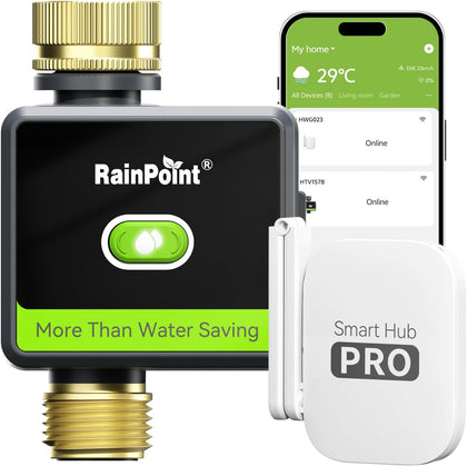 WiFi Water Hose Timer with Brass Inlet&Outlet, Smart Sprinkler Timer for Watering with Gateway, WiFi Watering System