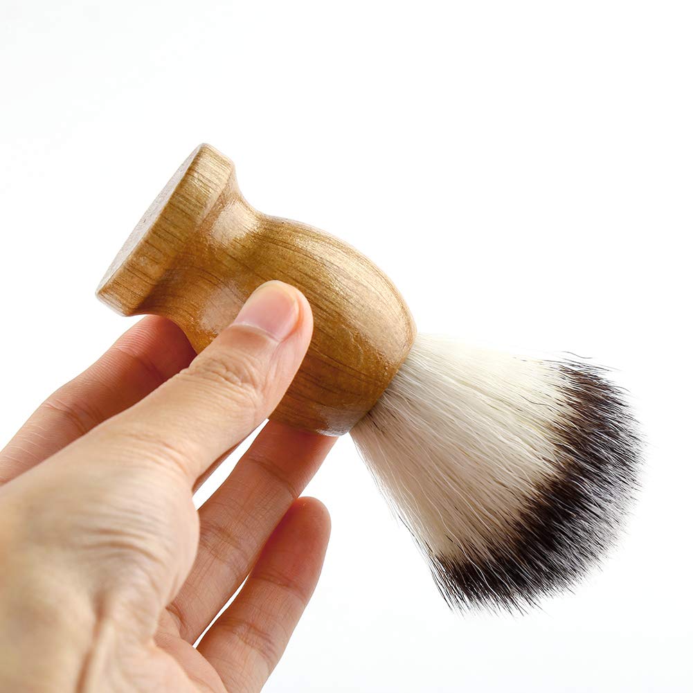 Shaving Brush Set for Men 3in1 Vegan Style Synthetic Badger Hair Shaving Brushes, Stainless Steel Shaving Stand +