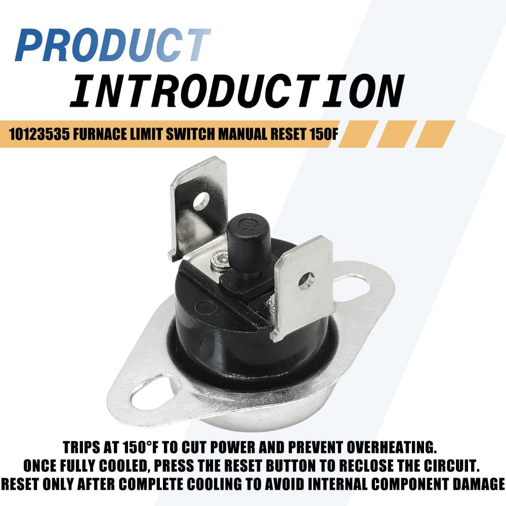 2-Pack 10123535 Furnace Limit Switch Manual Reset 150F Compatible with Goodman-Amana