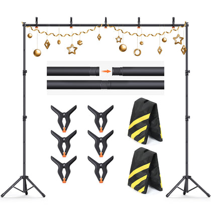 Backdrop Stand 10×8ft (W×H) Adjustable Backdrop Support Ground Kit Photography Photo Shoot Back Drop Stand for Party