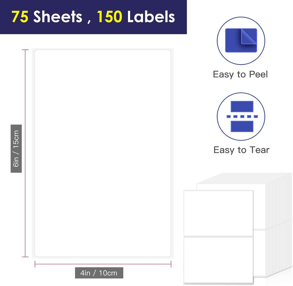 150 Pcs 6"x4" Blank Removable Labels for Storage Bins No Residue