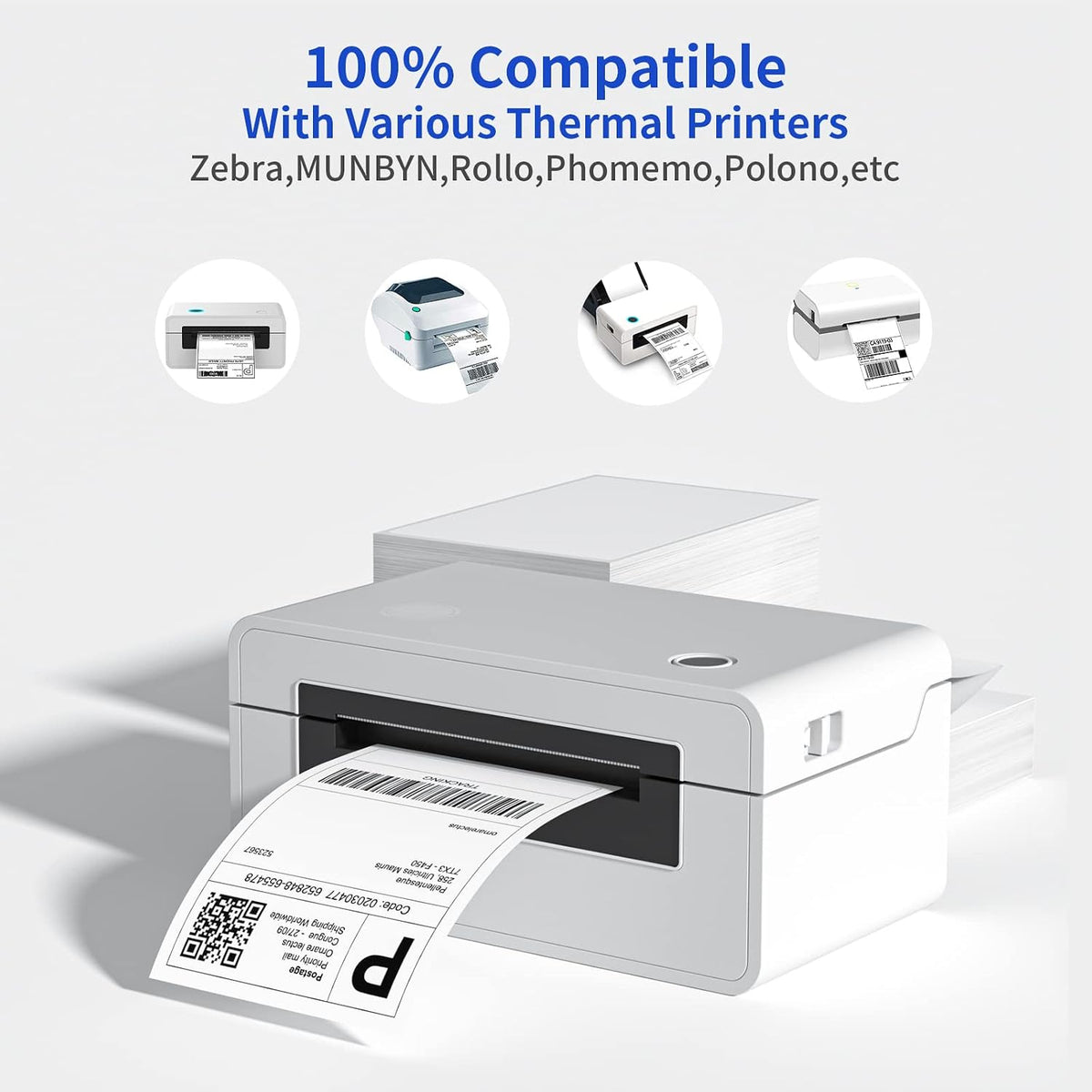 4" x 6" Fanfold Direct Thermal Labels, 1000 Per Stack, White Perforated Shipping Labels Compatible with Zebra, Elton