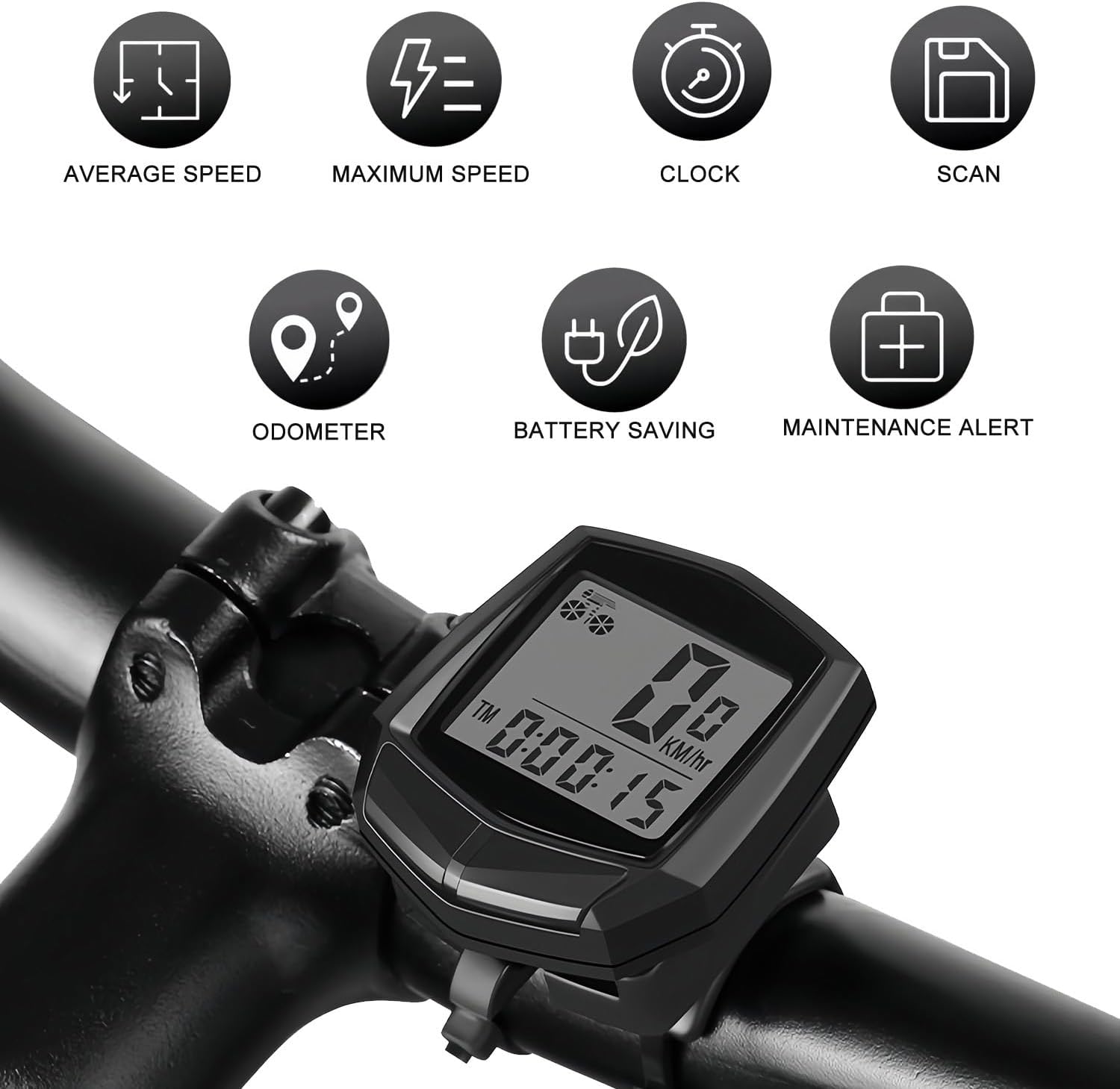 Bike Computer, Bike Speedometer and Bicycle Odometer Waterproof Cycling/Cycle Computer with LCD Display, Automatic