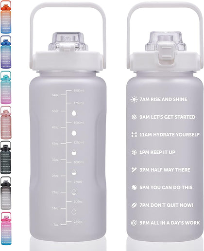 64oz,100oz,128oz Large Motivational Water Bottle with Time Marker, Leakproof & BPA Free Half Gallon Big Water Bottle
