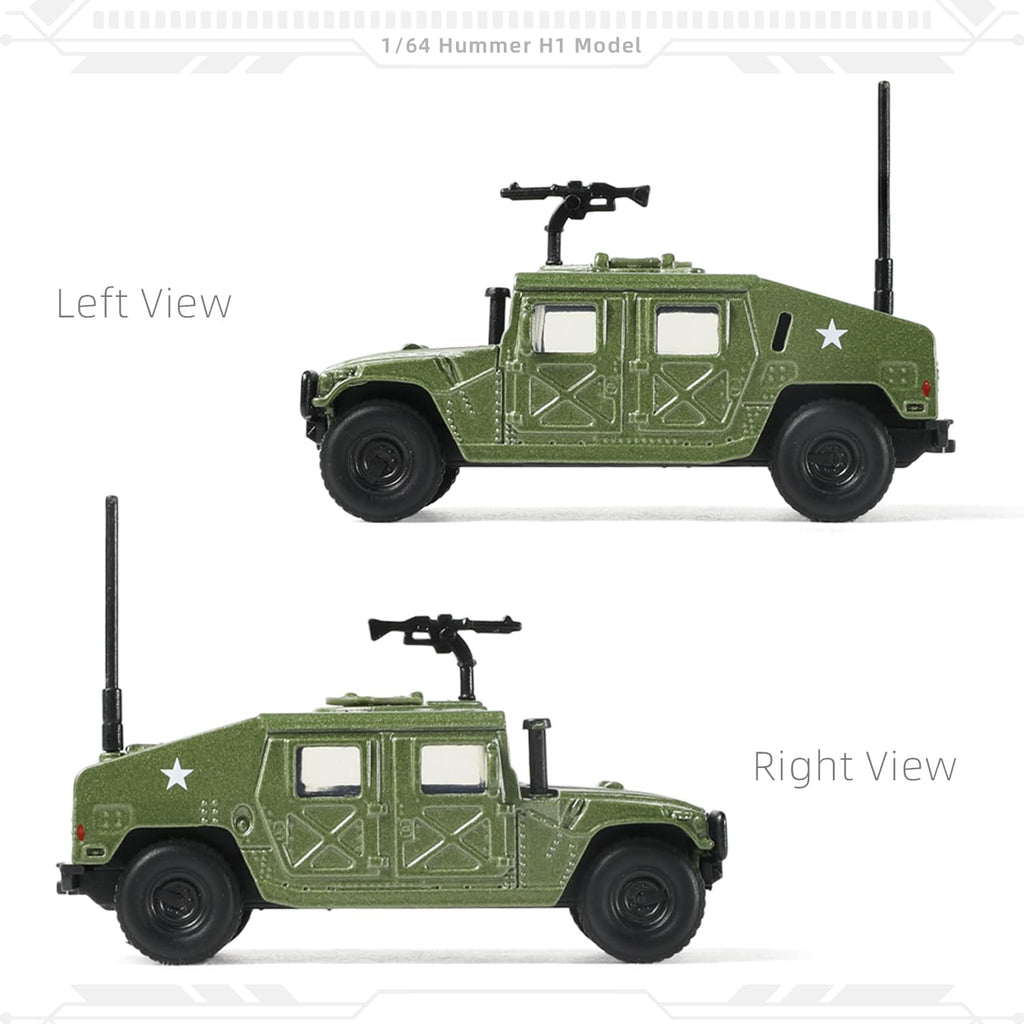 1/64 Hummer H1 Car Model Military Truck Off Road Vehicle | Die-cast Metal Model Kit Military Armored Car