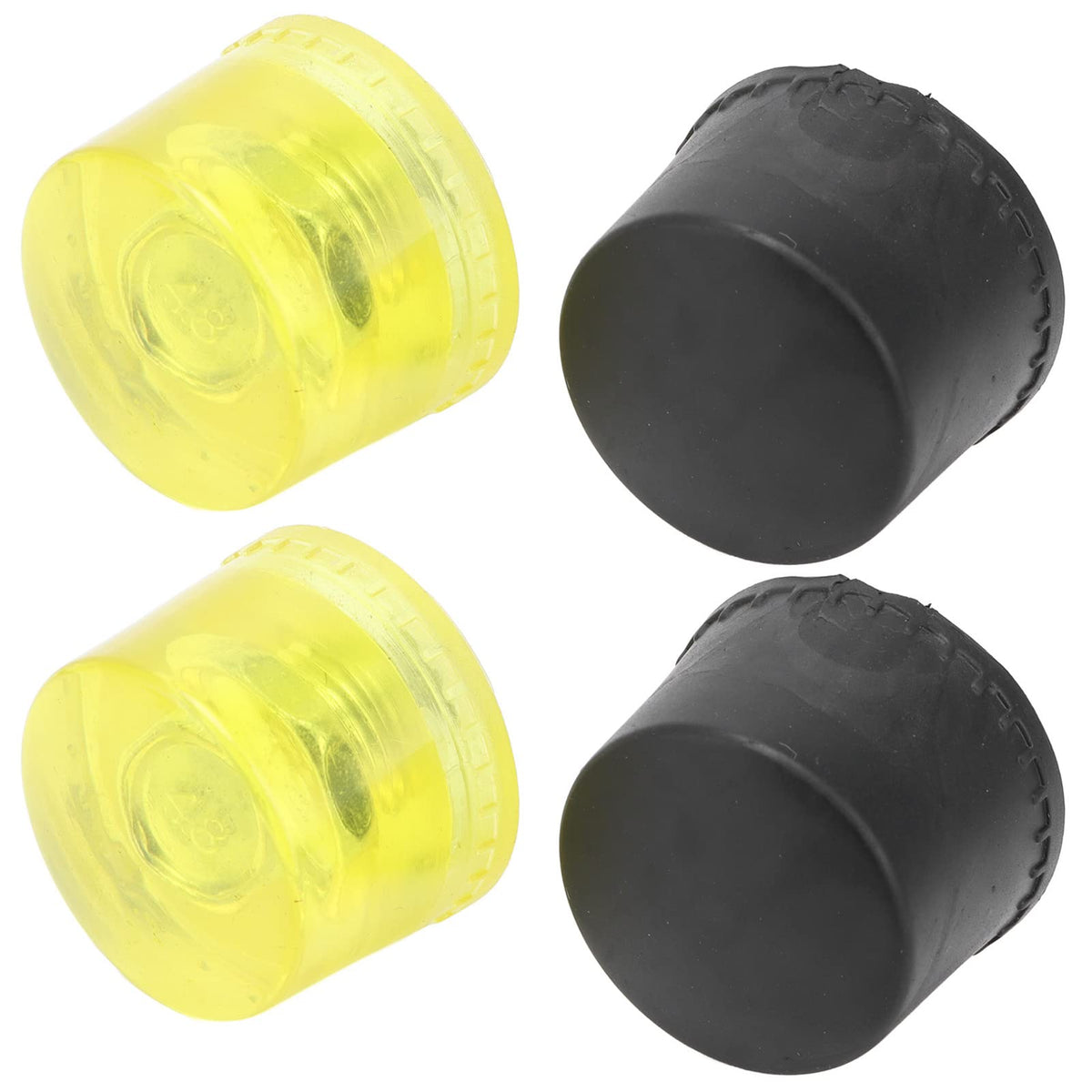 Rubber Hammer Replacement Heads, Durable M8x1 Thread Striking Face Tips for Workshop DIY Rubber Yellow Black 35mm 4 Pack