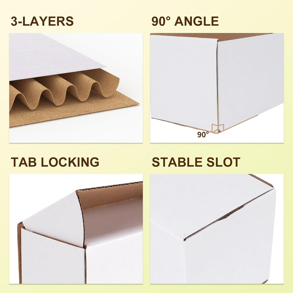 30 Pack Assorted Sizes Shipping Boxes, 10X7X5 & 9X6X4 & 8X6X4 Small shipping box White, 10 PCS Each Corrugated