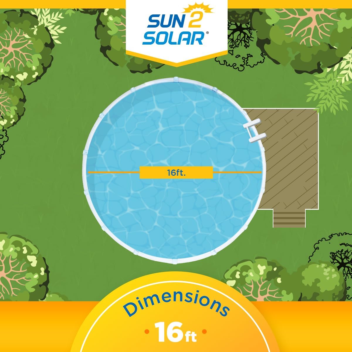 Blue 16 ft Round Solar Cover | 8 Mil | Heat Retaining Blanket for Above Ground & Inground Swimming Pools | Sun's
