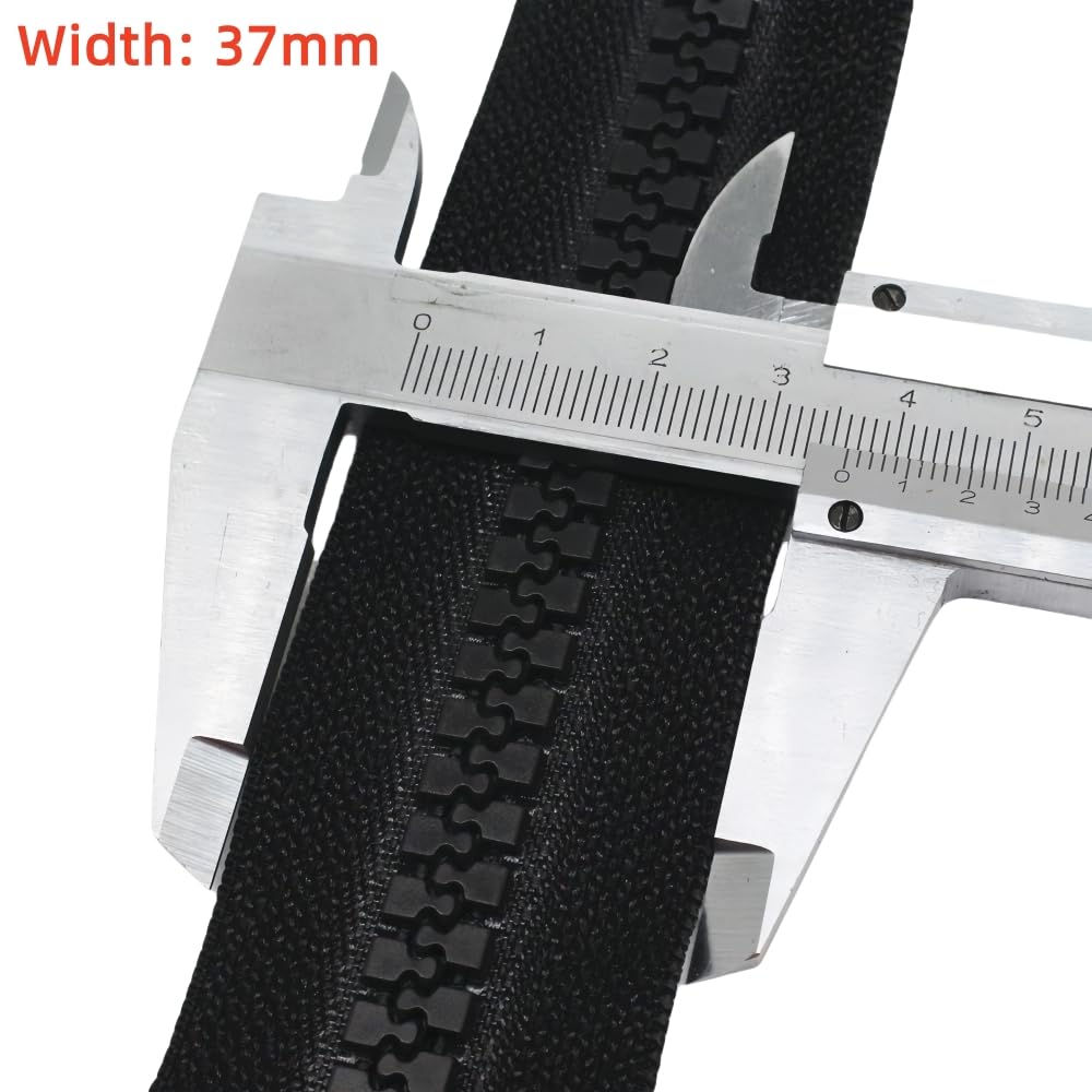 136 Inch #10 Large Separating Plastic Zipper Double Pull Tab Black
