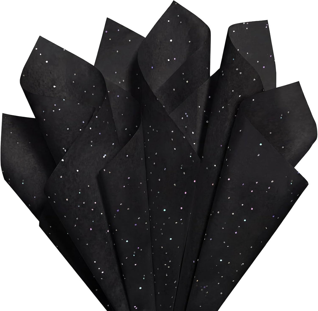 120 Sheets 14 x 20 Inch Black Glitter Tissue Paper for Gift Bags