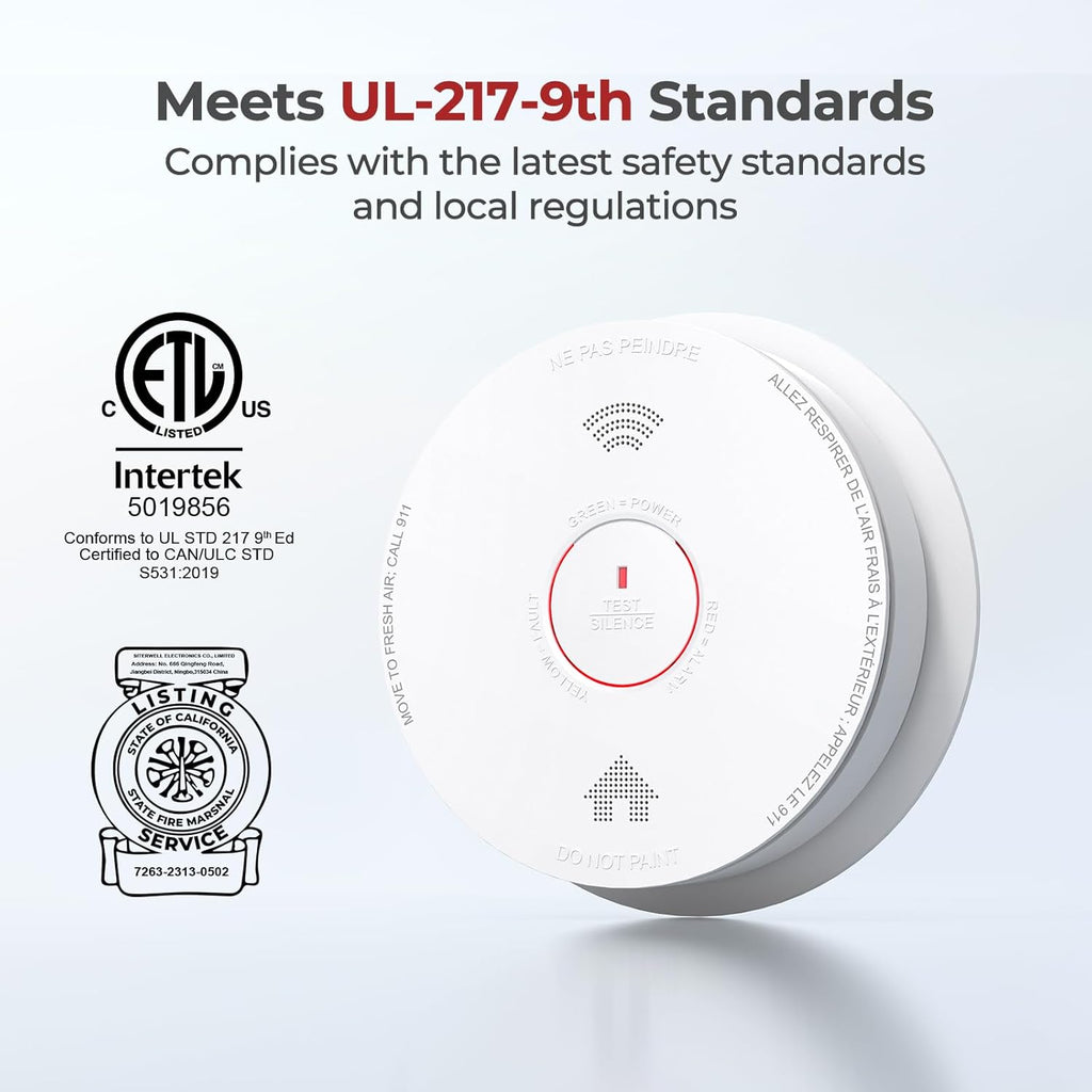 Smoke Detector Carbon Monoxide Detector Combo 10 Year Battery with Bilingual Voice Alerts,Fire Smoke & Carbon