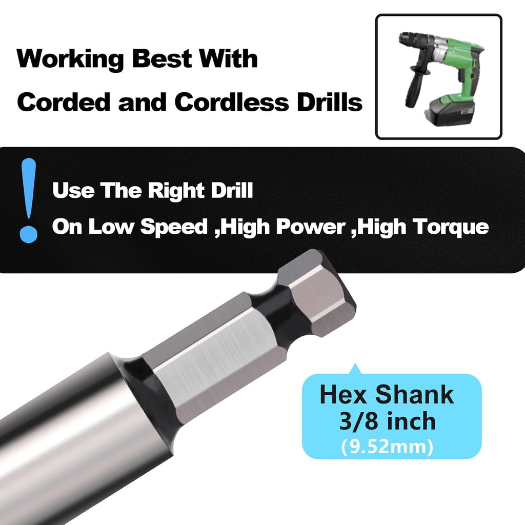 1-9/16" X 6.1" Auger Bit for Wood, 40x155mm Hex Long Auger Drill Bit | 3/8" Hex Shank