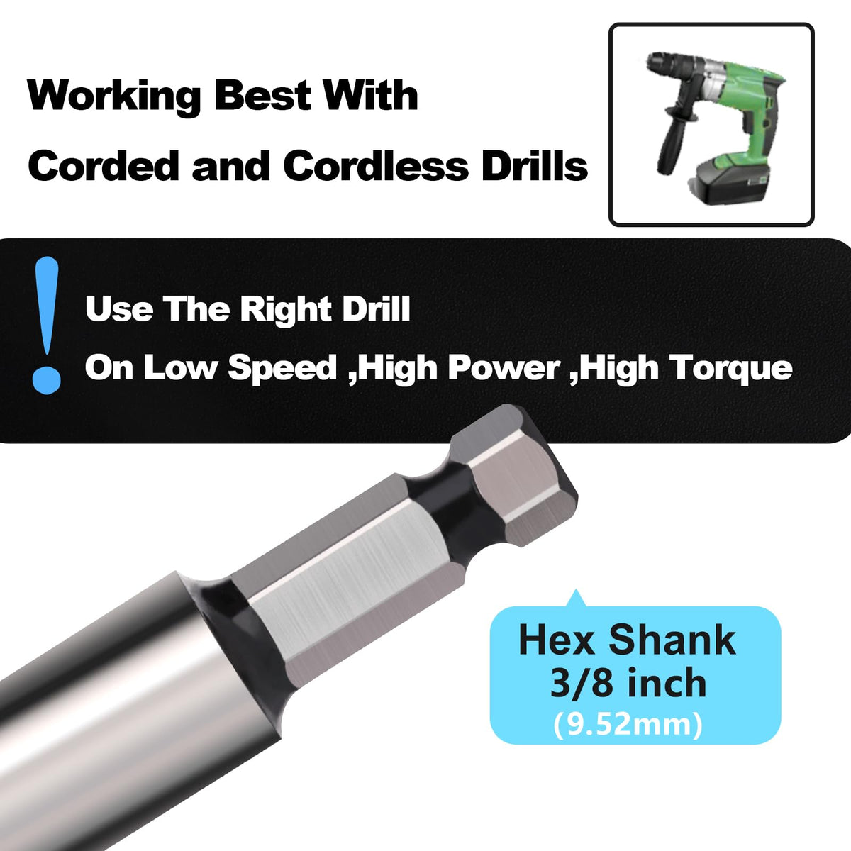 1/2" X 6.1" Auger Bit for Wood, 13x155mm Hex Long Auger Drill Bit