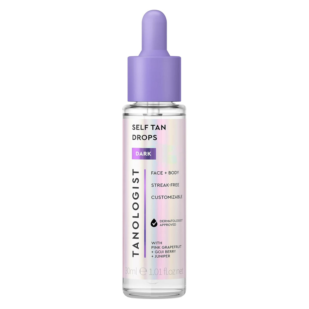 Dark Self-Tan Drops, Face Tanning Drops, 1.01 Fl Oz | Buildable self-tanning glow, face self tanner to mix with
