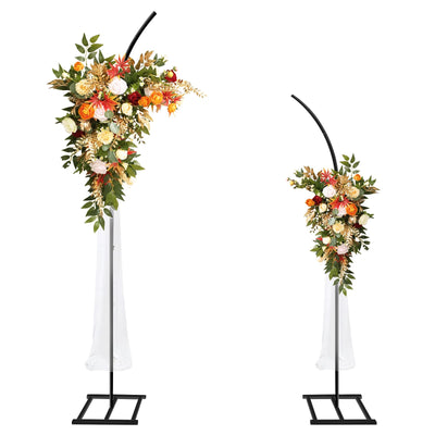 Metal Wedding Arch Stand,Set of 2 Gold Curved Top Arch Backdrop Stand Wedding Arches for Ceremony Birthday