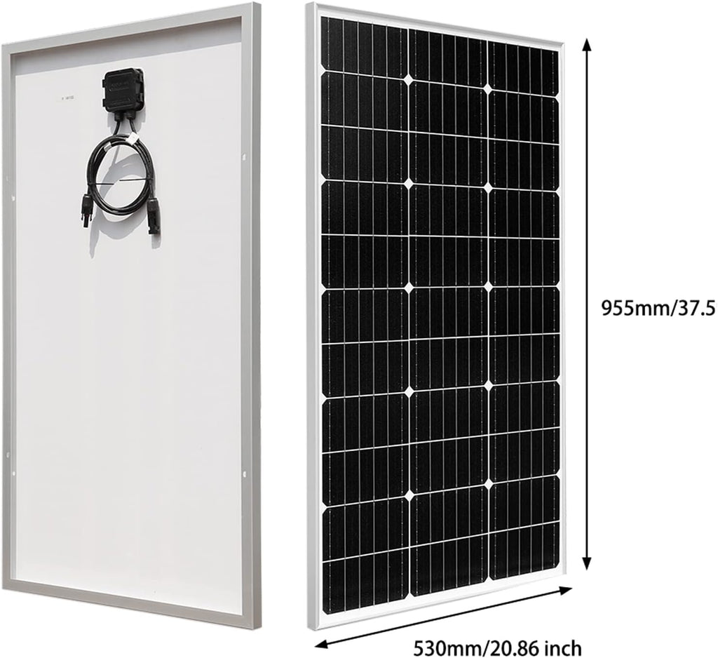 200 Watt Solar Panel Kit PERC Monocrystalline 100W Solar Panel 20A Charge Controller Extension Cable for 12V Off-Grid
