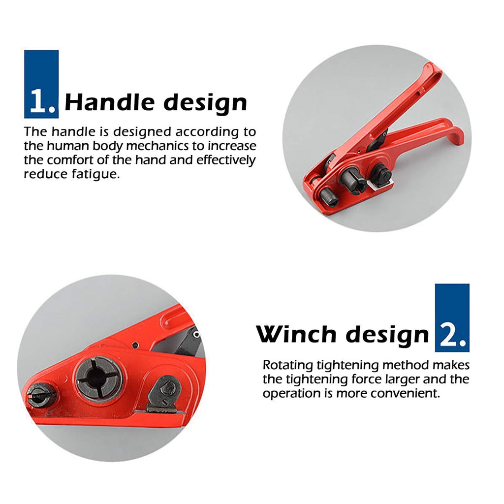 Heavy Duty Poly Strapping Tensioner and Cutter Manual Banding Tools Windlass for 1/2" -3/4" Width Polyester