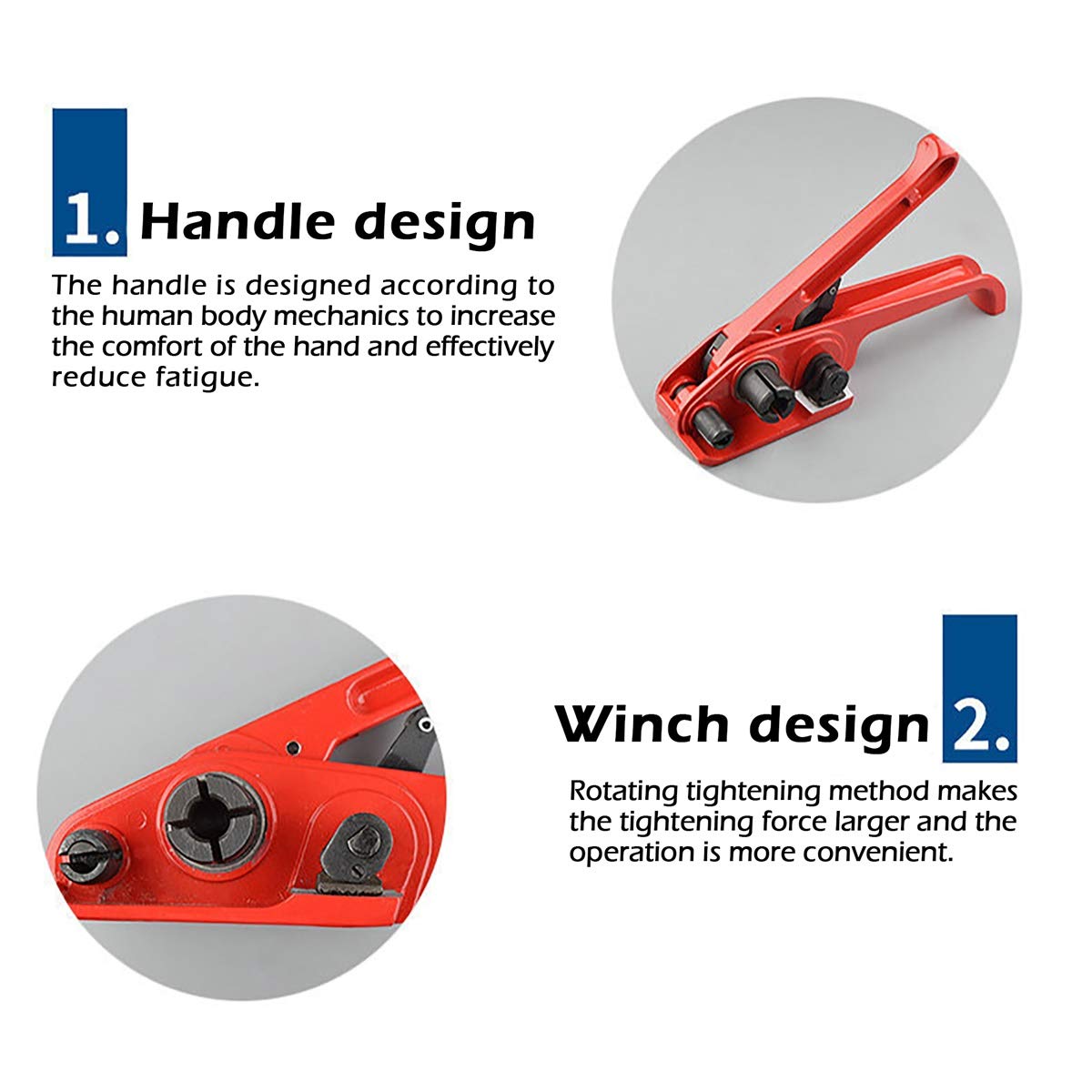 Heavy Duty Poly Strapping Tensioner and Cutter Manual Banding Tools Windlass for 1/2" -3/4" Width Polyester