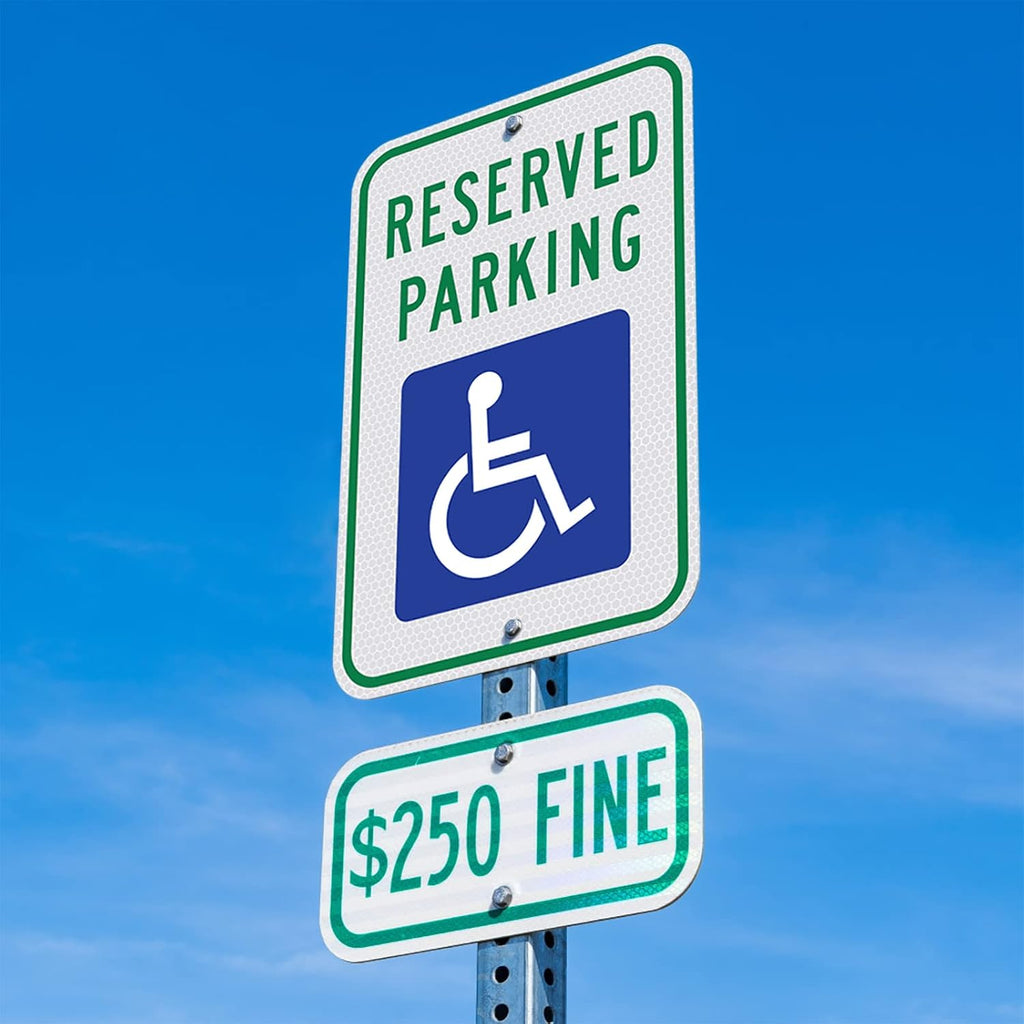 Handicap Parking Sign - 18 x 12 Inch Aluminum With ADA Accessibility Symbol, Reserved Parking, Engineer Grade